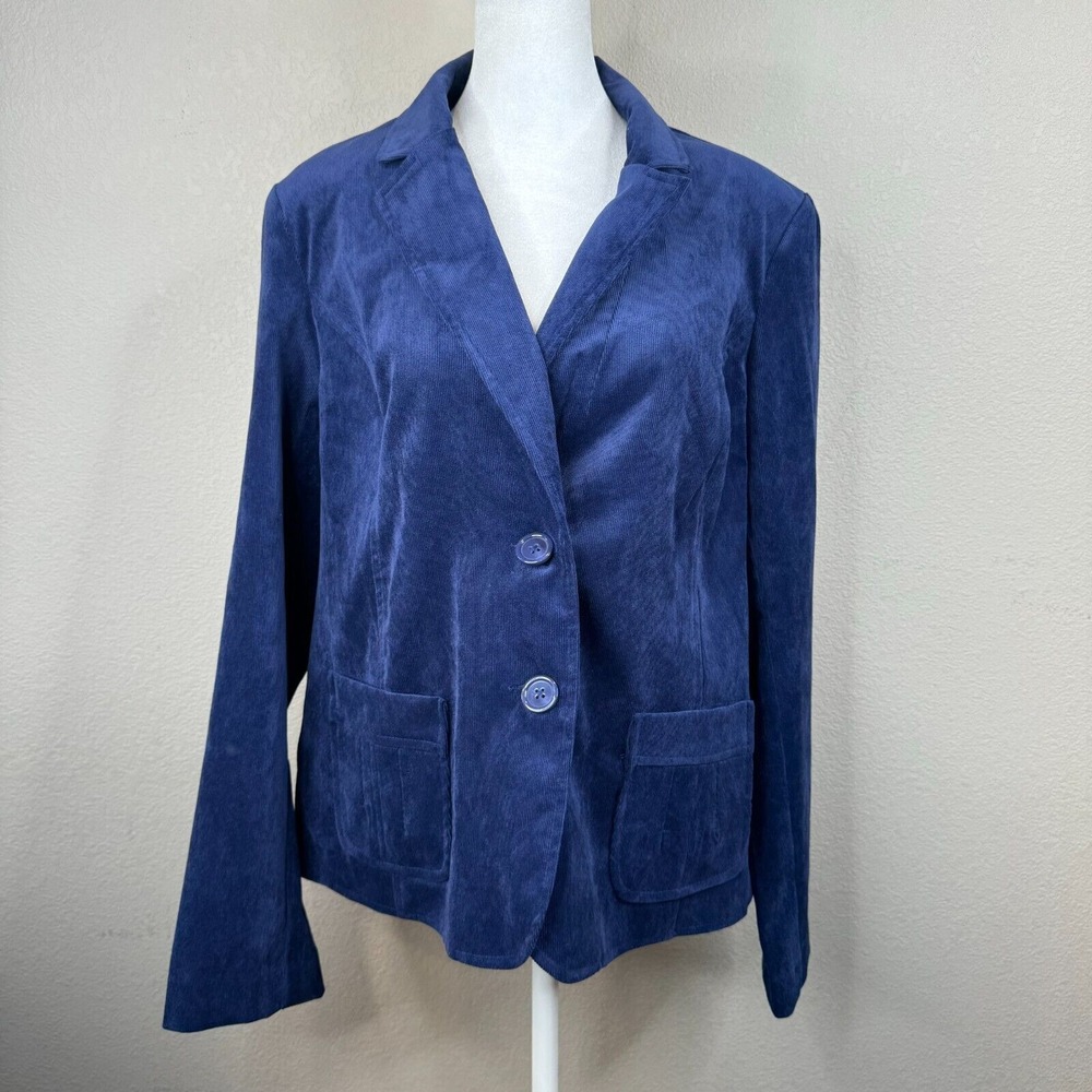 Kim Rogers Women 14 Button Front Corduroy Blazer Jacket VTG Classic Preppy